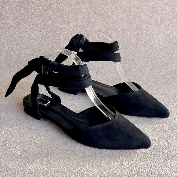 SCHUTZ Shoes - NEW SCHUTZ Barbrah Suede Ankle Tie Flats Women’s 7.5 Ballet Feminine Girly Cute